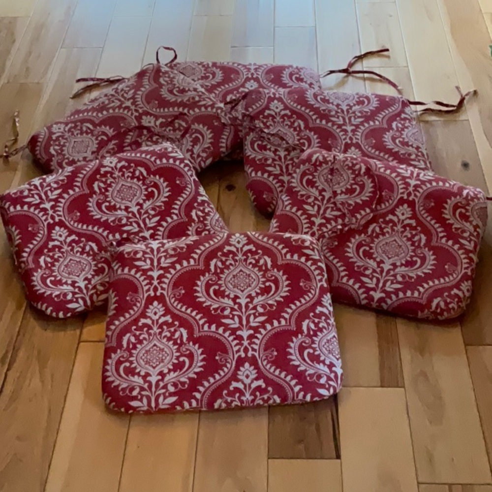 Red Patterned Chair Cushions